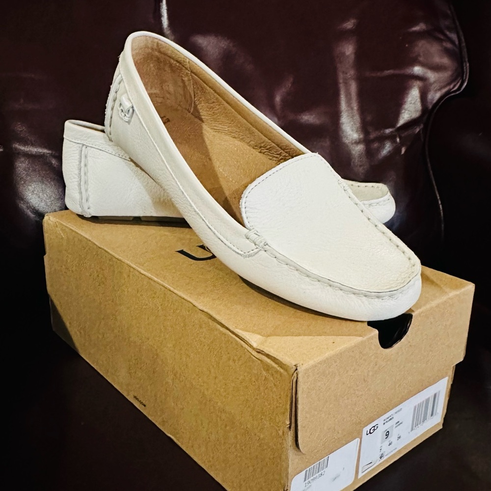 UGG Women's White Leather Loafers